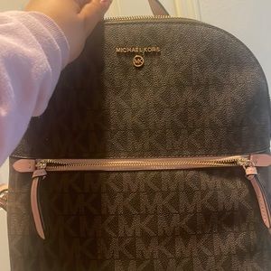 Michael Kors Brown and Pink Backpack